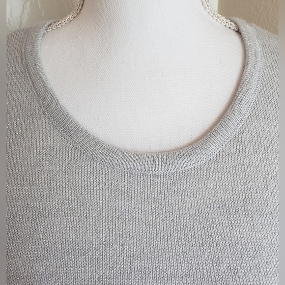 REBECCA MALONE/CREW NECK SWEATER/SILVER GRAY/ SZ L - Picture 4 of 9